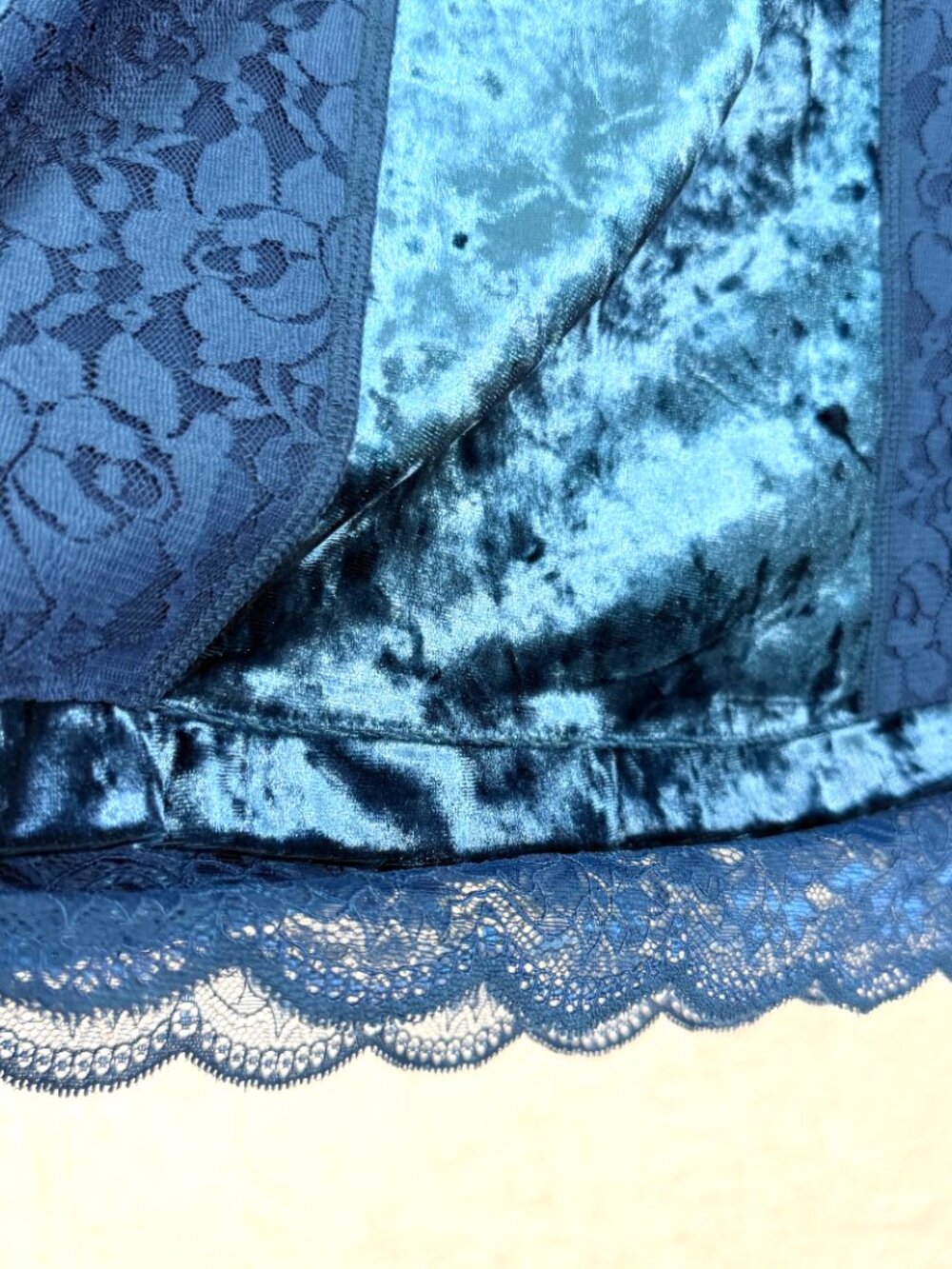 LOGO Lavish Lori Goldstein Crushed Velvet Lace Romantic Feminine 3/4 Tunic 1X - Picture 3 of 6